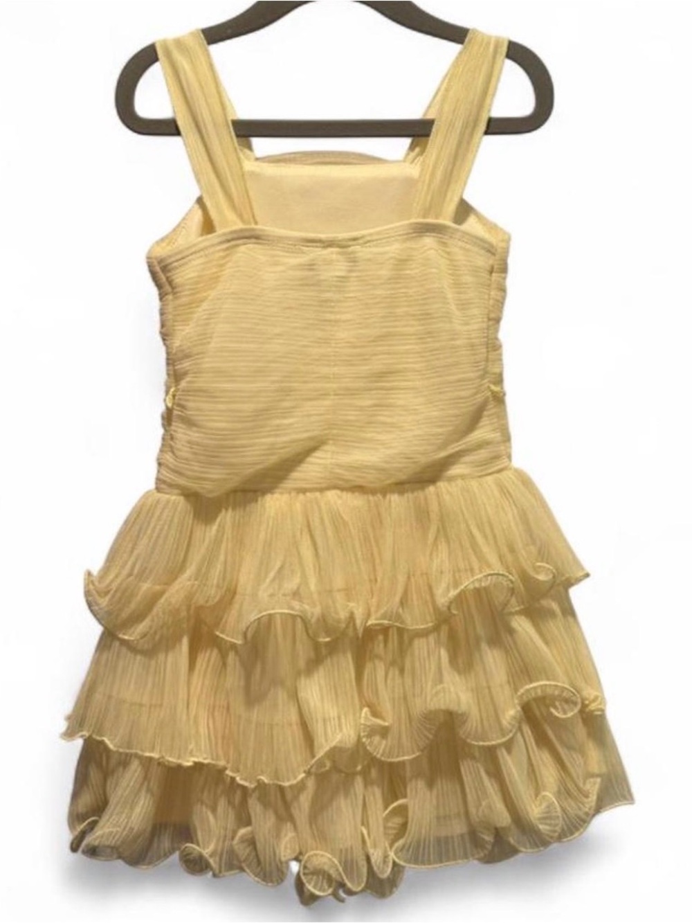 Girls Yellow Ruffled Tulle Party Dress - Picture 6 of 6